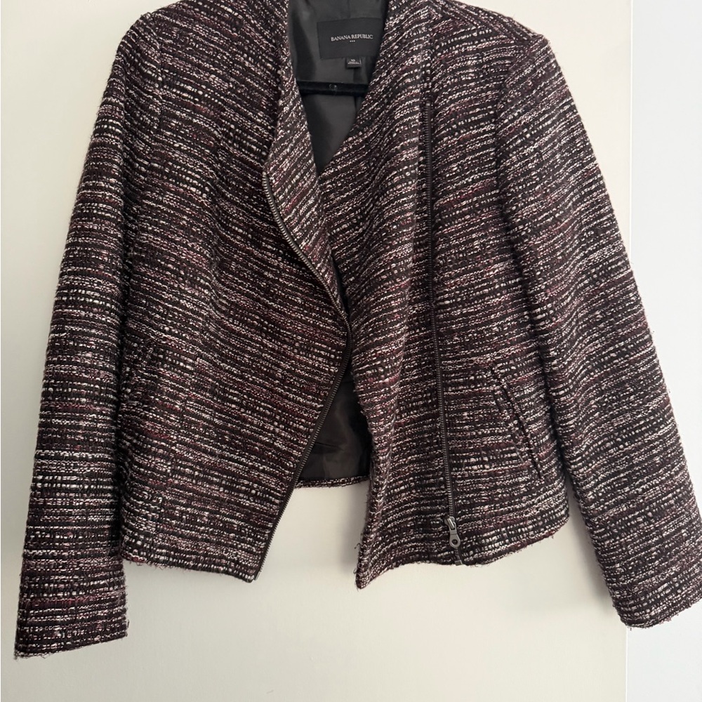Banana Republic Women's Tweed Jacket - Black, White, and Red